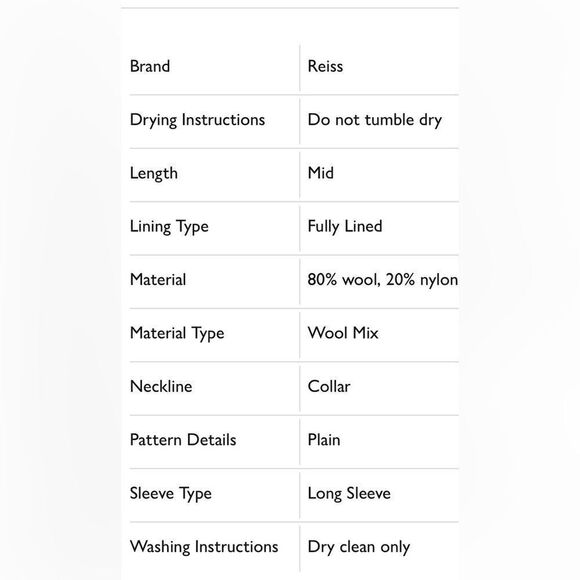 Reiss maddie line wool longline coat size 10 - Picture 12 of 16